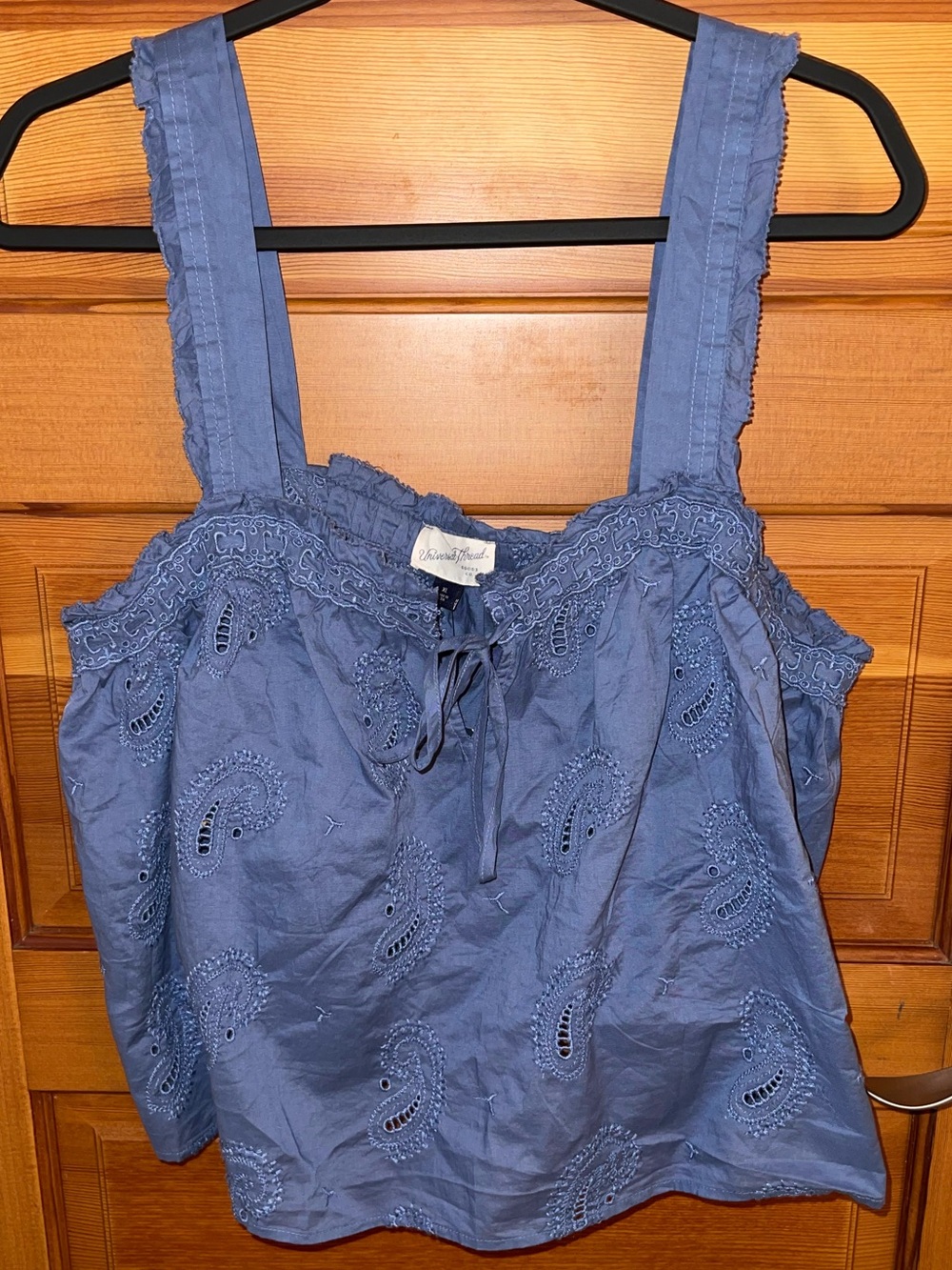 Universal Thread Blue Eyelet Ruffled Strap Tank